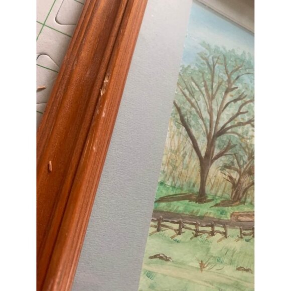 Watercolor Kauffman Covered Bridge Framed Picture Signed by Anna Ruth Enders 200 - Picture 7 of 7